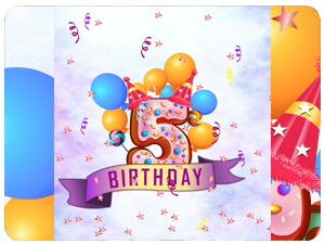 Fifth Birthday Colorful Balloons