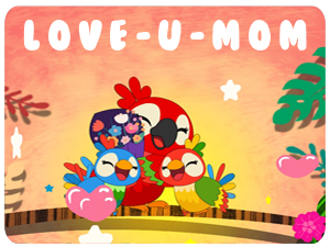 Love U Mom Colorful Birds