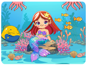 cute mermaid underwater scene