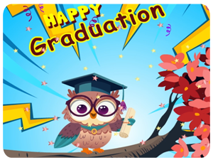 Graduation owl cap and diploma