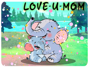 Love You Mom Elephants Hugging