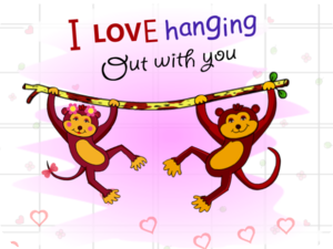 Playful Valentine Monkeys Hanging