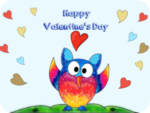 Colorful Valentines Day Owl