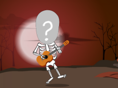 spooky halloween skeleton guitar