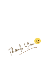 Thank you frame with a smiling emoji.